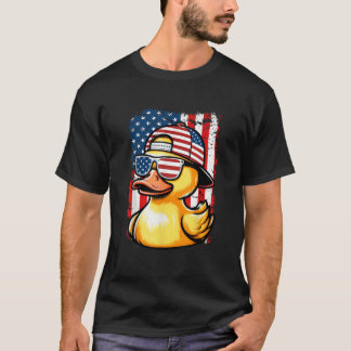 Rubber Duck American Flag 4th Of July Funny Sungla T-shirt