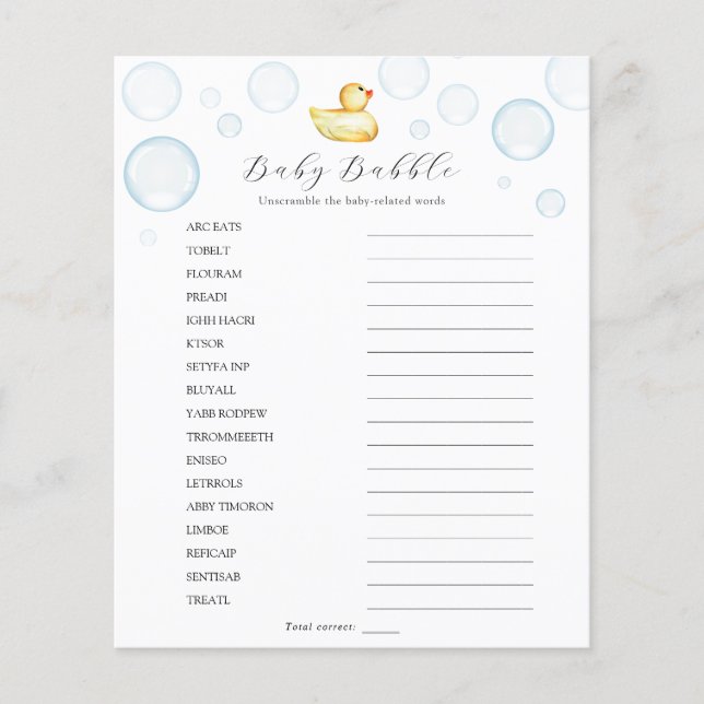 Rubber Duck Baby Babble Scramble (Voorkant)