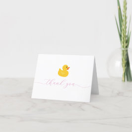 Rubber Duck Baby Meisje Dank je kaart | gele eend