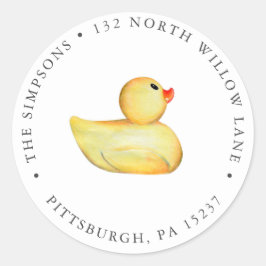 Rubber Duck Baby Retouradres Ronde Sticker