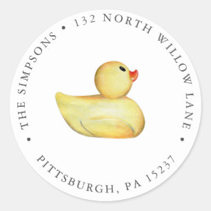 Rubber Duck Baby Retouradres Ronde Sticker