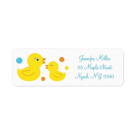 Rubber Duck Baby shower Adres Etiket (Voorkant)