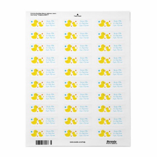 Rubber Duck Baby shower Adres Etiket (Full Sheet)