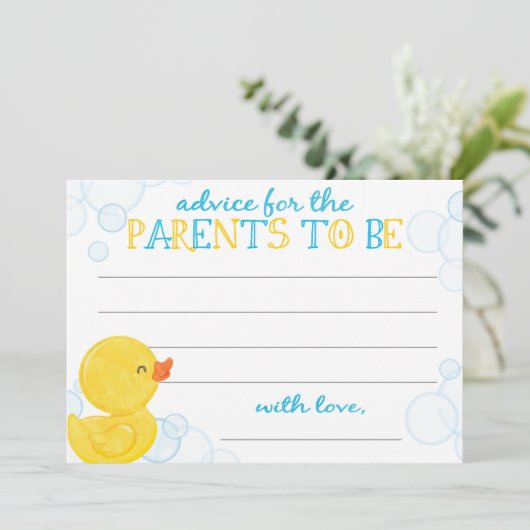 Rubber Duck Baby shower Advies voor Ouders Kaarten (Staand voorkant)