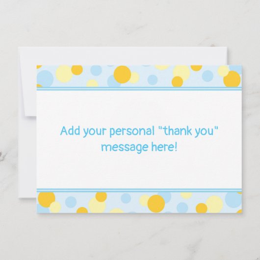 Rubber Duck Baby shower Dank u blauw en geel Bedankkaart (Achterkant)