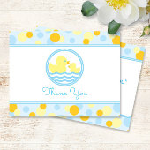 Rubber Duck Baby shower Dank u blauw en geel Bedankkaart