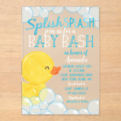 Rubber Duck Baby shower Frosted Acryl Uitnodiging (Voorkant)