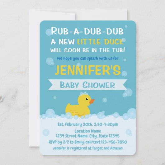 Rubber Duck Baby shower Geslacht Neutraal Kaart (Voorkant)