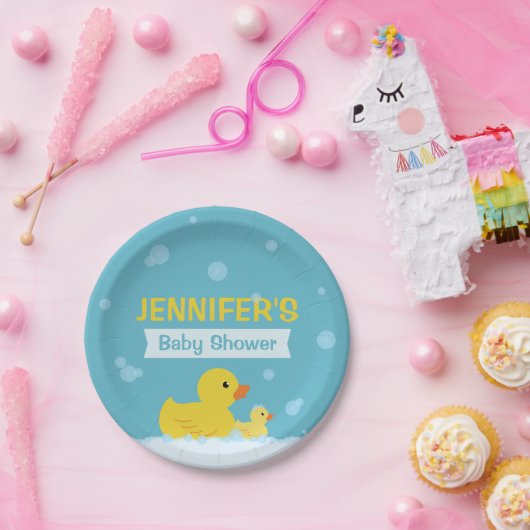 Rubber Duck Baby shower Geslacht Neutraal Papieren Bordje (Feest)
