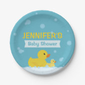 Rubber Duck Baby shower Geslacht Neutraal Papieren Bordje (Voorkant)