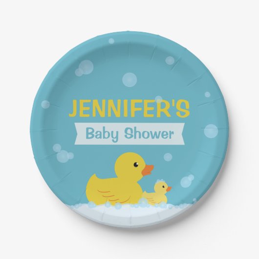 Rubber Duck Baby shower Geslacht Neutraal Papieren Bordje (Voorkant)
