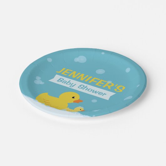 Rubber Duck Baby shower Geslacht Neutraal Papieren Bordje (Gekanteld)