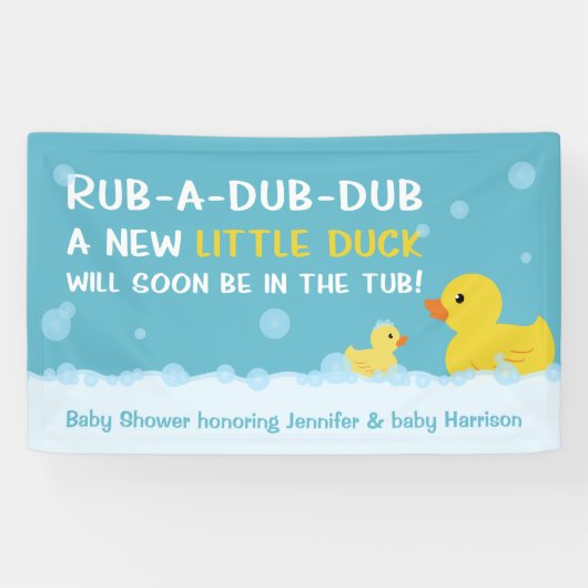 Rubber Duck Baby shower Geslacht Neutraal Spandoek (Horizontaal)
