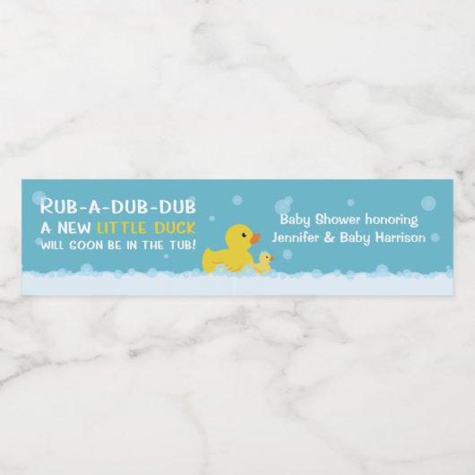 Rubber Duck Baby shower Geslacht Neutraal Waterfles Etiket (Enkel label)