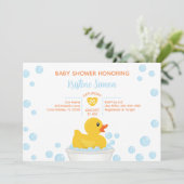 Rubber Duck Baby shower Invitation – Bubble Bath T Kaart (Staand voorkant)
