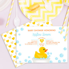 Rubber Duck Baby shower Invitation – Bubble Bath T Kaart