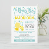 Rubber Duck Baby shower Invitation Ducky Boy Kaart (Staand voorkant)