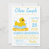 Rubber Duck Baby shower Invitation Kaart (Voorkant)