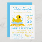 Rubber Duck Baby shower Invitation Kaart (Voorkant / Achterkant)