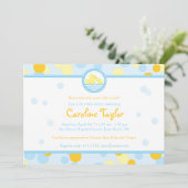 Rubber Duck Baby Shower Invitations Blue & Yellow Kaart (Staand voorkant)