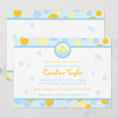 Rubber Duck Baby Shower Invitations Blue & Yellow Kaart (Voorkant / Achterkant)