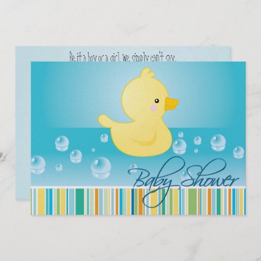 Rubber Duck Baby shower Invite Kaart (Voorkant / Achterkant)