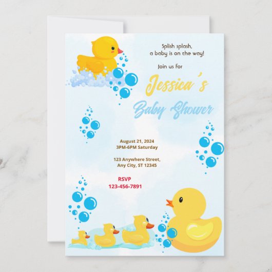 Rubber Duck Baby shower Kaart (Voorkant)