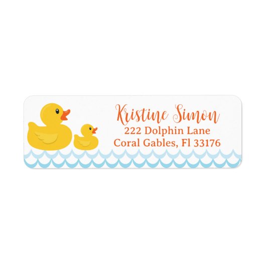 Rubber Duck Baby shower Label – Genderneutraal Yel (Voorkant)