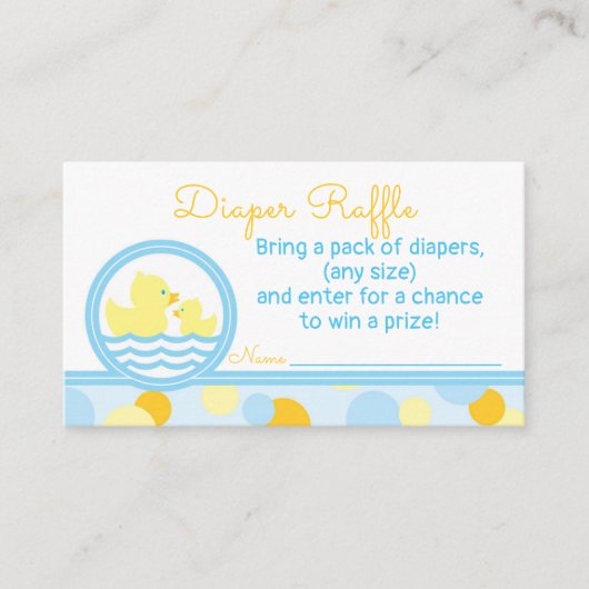 Rubber Duck Baby shower Luier Raffle Ticket Informatiekaartje (Voorkant)
