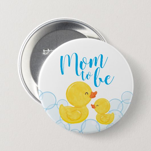 Rubber Duck Baby shower Mam Ronde Button 7,6 Cm (Voorkant /achterkant)