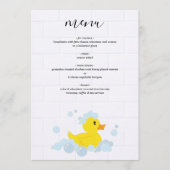 Rubber Duck Baby shower Menu (Voorkant)