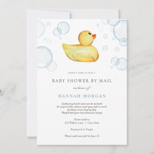 Rubber Duck Baby shower per Mail uitnodiging (Voorkant)