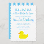 Rubber Duck Baby shower Scallop Edge-uitnodiging Kaart (Voorkant / Achterkant)