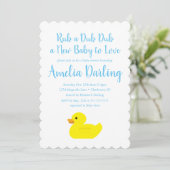 Rubber Duck Baby shower Scallop Edge-uitnodiging Kaart (Staand voorkant)