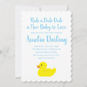 Rubber Duck Baby shower Scallop Edge-uitnodiging Kaart