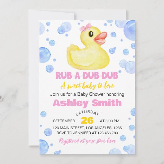 Rubber Duck Baby shower Uitnodiging (Voorkant)