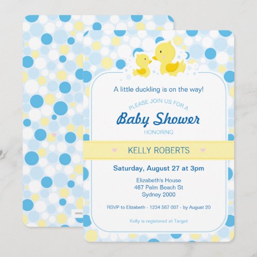 Rubber Duck Baby shower Uitnodiging (Voorkant / Achterkant)