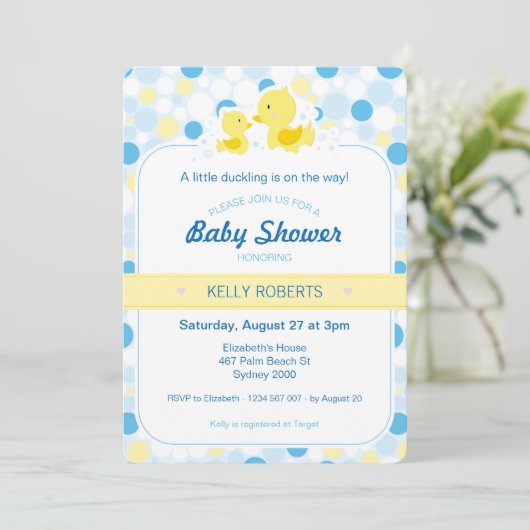 Rubber Duck Baby shower Uitnodiging (Staand voorkant)