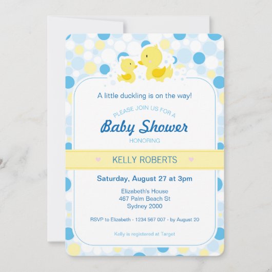 Rubber Duck Baby shower Uitnodiging (Voorkant)