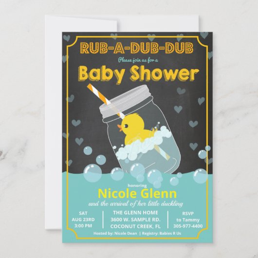 Rubber Duck Baby shower Uitnodiging (Voorkant)