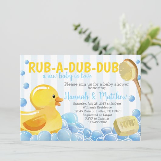 Rubber Duck Baby shower Uitnodiging (Staand voorkant)