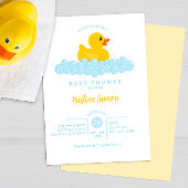 Rubber Duck Baby shower Uitnodiging – Blue Bubbles