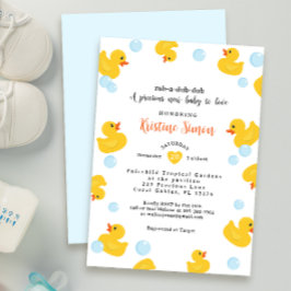 Rubber Duck Baby shower uitnodiging | Gele eend &