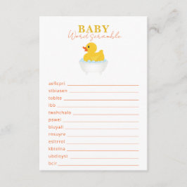 Rubber Duck Baby shower Word Scramble spel – Yello Informatiekaartje