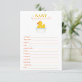 Rubber Duck Baby shower Word Scramble spel – Yello Informatiekaartje (Staand voorkant)