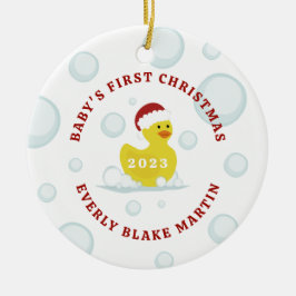 Rubber Duck Baby's Eerste Kerstbubbels Keramisch Ornament