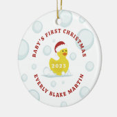 Rubber Duck Baby's Eerste Kerstbubbels Keramisch Ornament (Links)