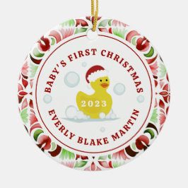 Rubber Duck Baby's eerste kerstfoto Keramisch Ornament