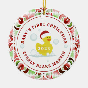 Rubber Duck Baby's eerste kerstfoto Keramisch Ornament