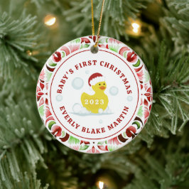 Rubber Duck Baby's Eerste Kerstmis Keramisch Ornament